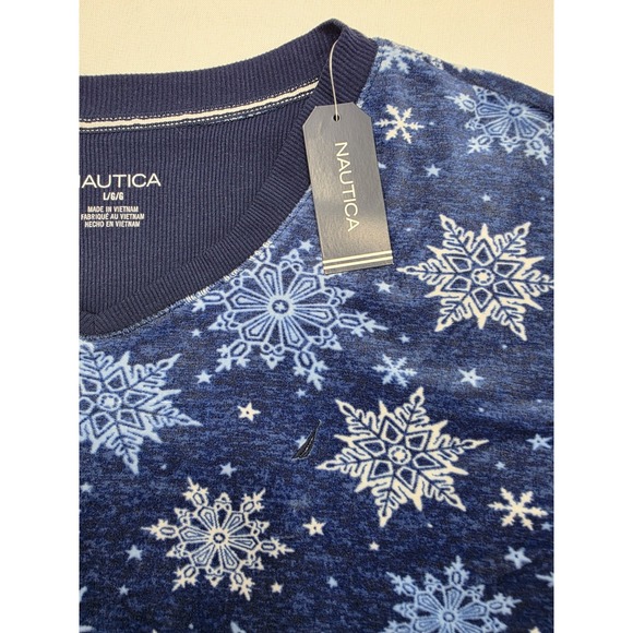Nautica Women's Blue w Snowflakes Fleece 2 Piece Pajama Set. New. Size L - Picture 3 of 16